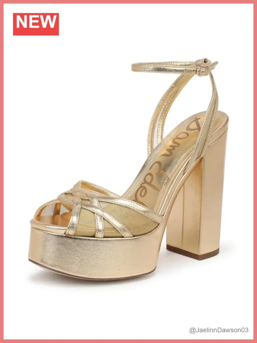 Sam Edelman Sandy Block Heel Platform Sandals Strappy Ankle Strap Buckle